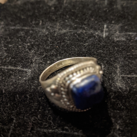 Natural blue lapis cushion .925 silver ring 9 - Picture 7 of 11